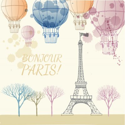 Fototapete Der Eiffelturm mit Luftballons