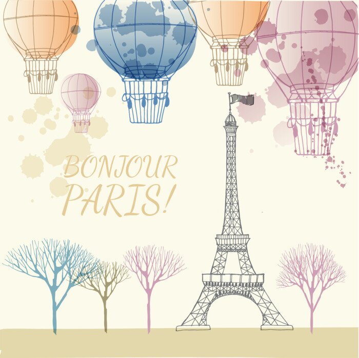 Fototapete Der Eiffelturm mit Luftballons