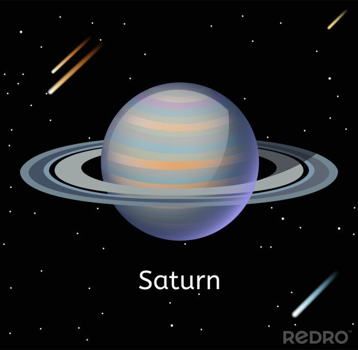 Fototapete Der Planet Saturn mit breiten Ringen