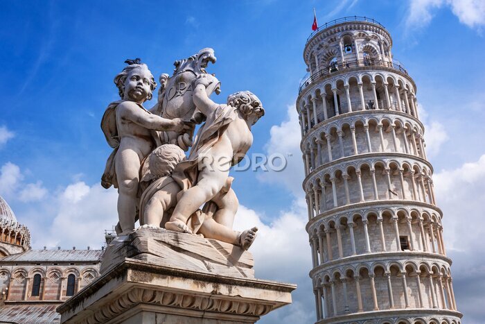 Fototapete Der Schiefe Turm von Pisa als Touristenattraktion der Toskana