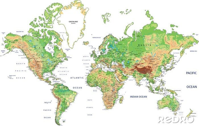 Fototapete Detaillierte Weltkarte
