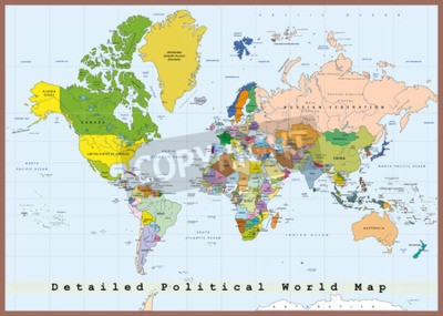 Fototapete Detaillierte Weltkarte