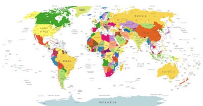 Fototapete Detaillierte Weltkarte bunt