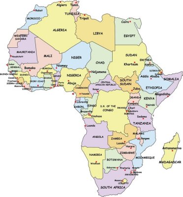 Details von Afrika auf der Karte