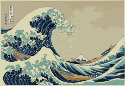 Fototapete Die große Welle weg von Kanagawa - Hokusai