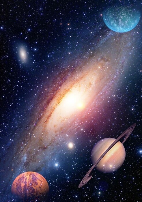 Fototapete Die Milchstraße mit Planeten