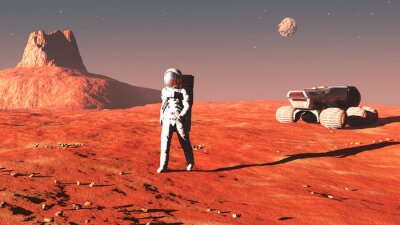Die Oberfläche des Planeten Mars und Astronauten