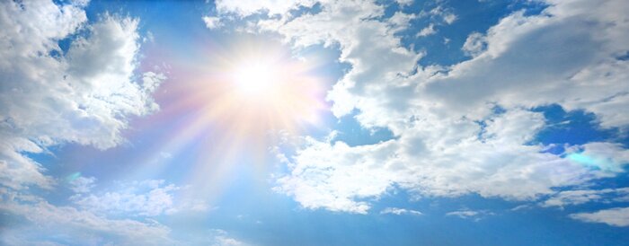 Fototapete Die Sonne geht durch die Wolken