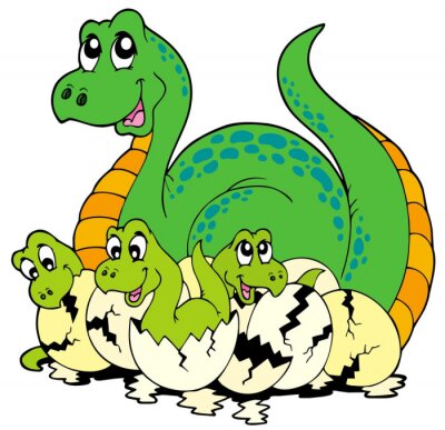 Dinosaur Mutter mit niedlichen Babys