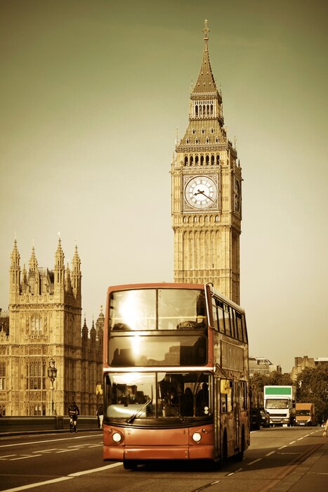 Fototapete Doppeldeckerbus auf der Straße in London