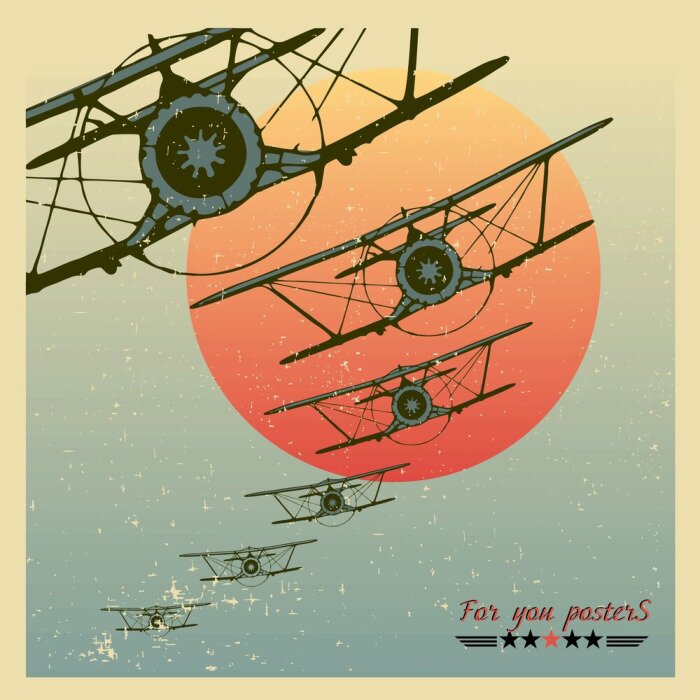 Fototapete Doppelflügelflugzeuge Vintage