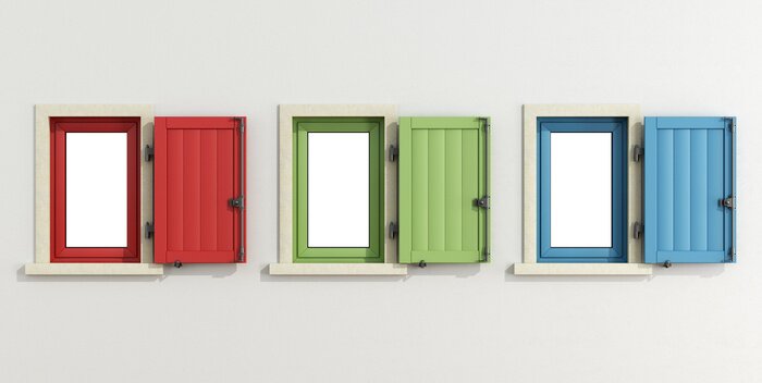 Fototapete Drei bunte fesnter