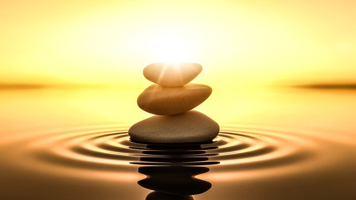 Fototapete Drei Steine im Wasser