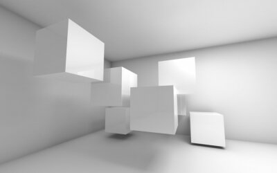 Dreidimensionale 3D Kompositionen mit weißen Würfeln