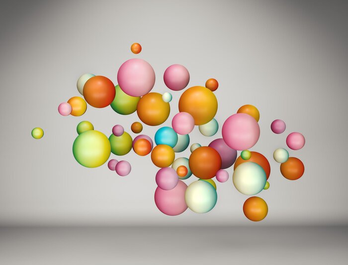 Fototapete Dreidimensionale Kugeln in Farbe