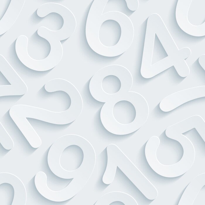 Fototapete Dreidimensionale weiße Zahlen