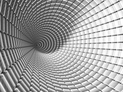 Fototapete Dreidimensionaler Tunnel aus geometrischem Gitter