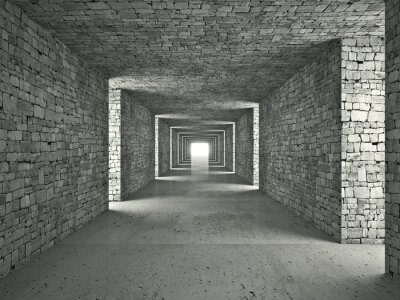 Fototapete Dreidimensionaler Tunnel aus Stein