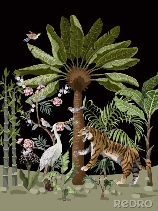 Fototapete Dschungel in einer eleganten Illustration