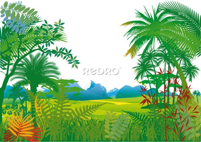 Fototapete Dschungel mit Palmen