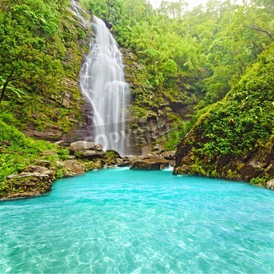 Fototapete Dschungel Wasserfall und See