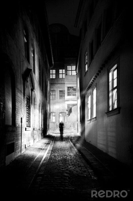 Fototapete Düstere Straße bei Nacht