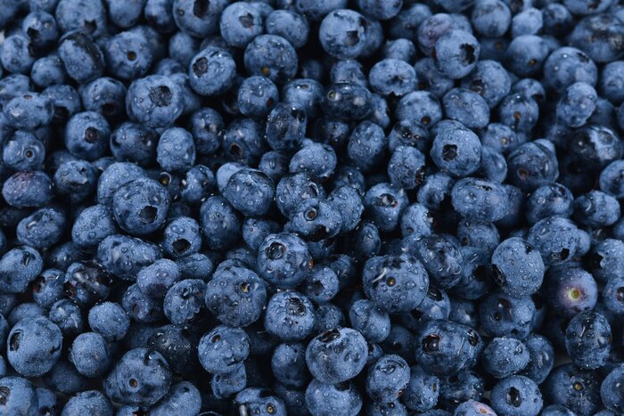 Fototapete Dunkelblaue Beeren in einem Korb