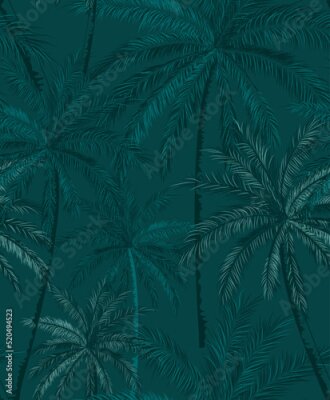 Fototapete Dunkelgrüner Umriss von Palmen