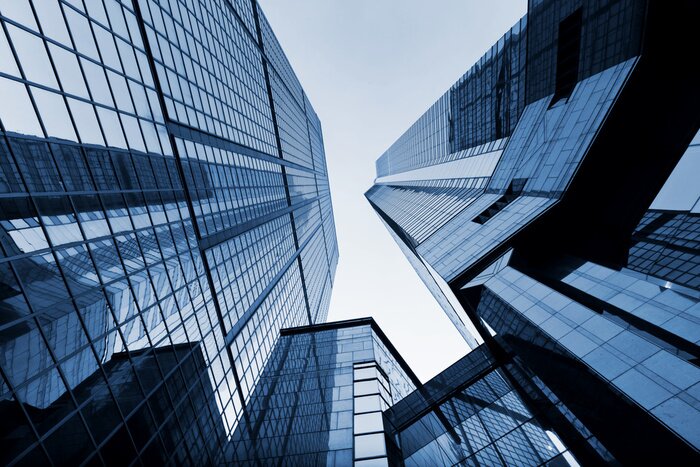 Fototapete Dunkle Wolkenkratzer 3D