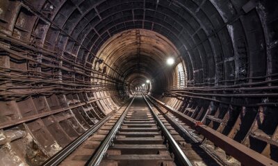 Fototapete Dunkler Eisenbahntunnel 3D
