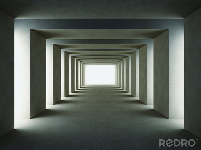 Fototapete Dunkler Tunnel 3D