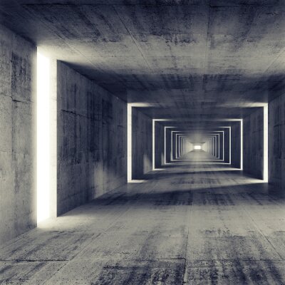 Fototapete Dunkler Tunnel aus Beton