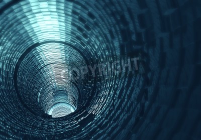 Fototapete Dunkler Tunnel mit Licht