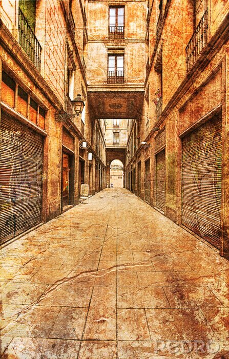 Fototapete Durchgang in Barcelona wie gemalt