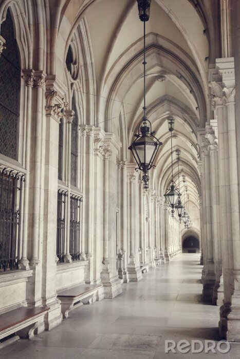 Fototapete Durchgang mit gotischen Säulen