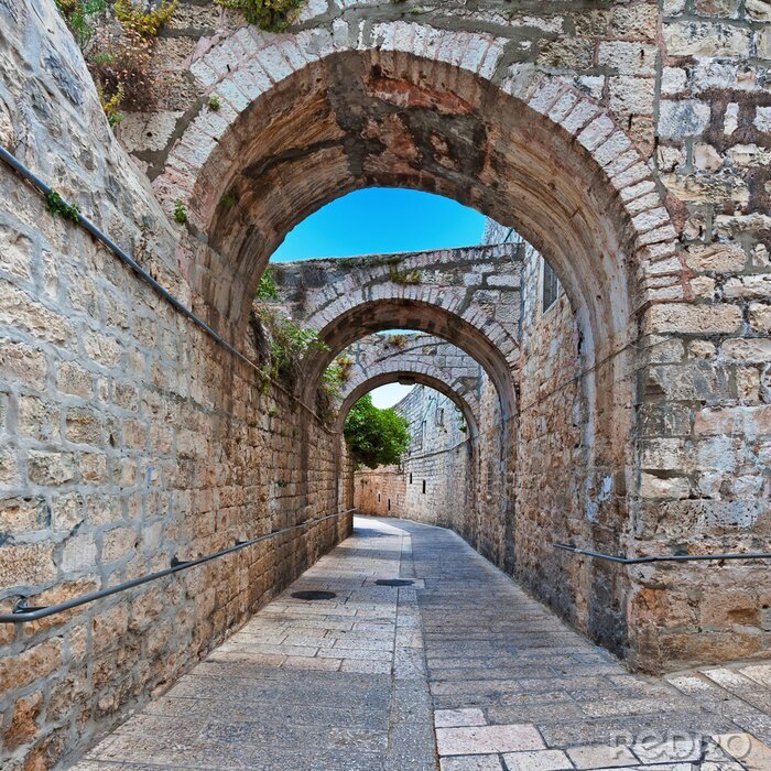 Fototapete Durchgang mit Säulen in Jerusalem