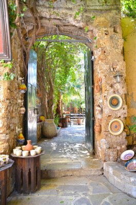 Fototapete Durchgang zu sonniger Terrasse