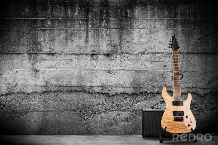 Fototapete E-Gitarre auf Betongrund