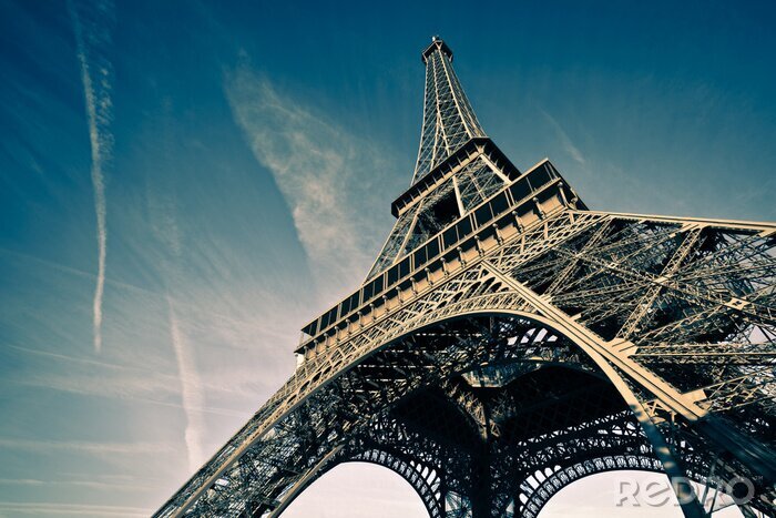 Fototapete Eiffelturm und Pariser Architektur