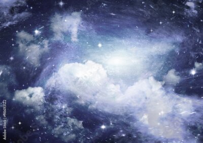 Fototapete Ein Blick auf Sterne und Wolken