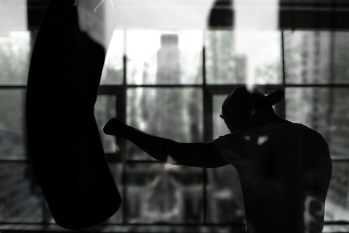 Fototapete Ein Boxer beim Training