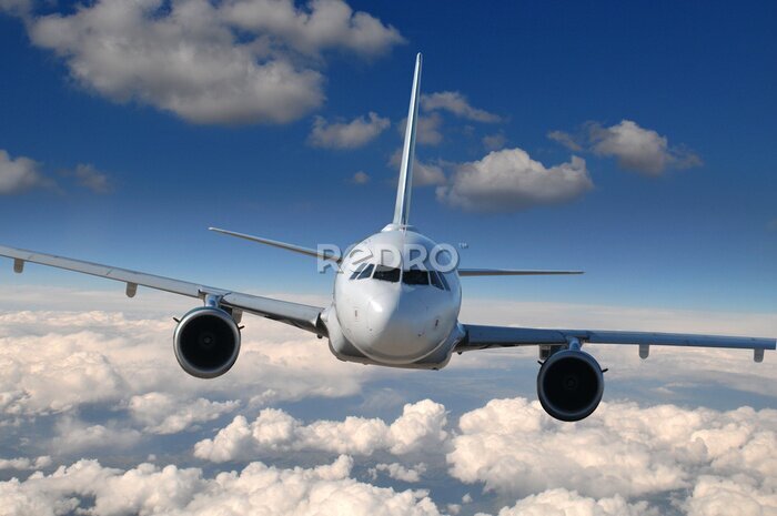 Fototapete Ein Flugzeug über den Wolken