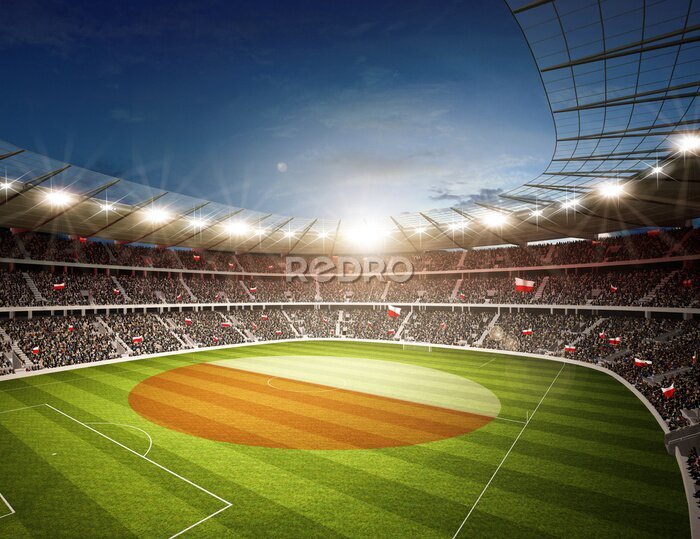 Fototapete Ein Fußballstadion mit polnischen Flaggen
