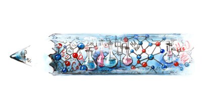 Fototapete Ein Konzept zum Chemielernen mit Bleistift
