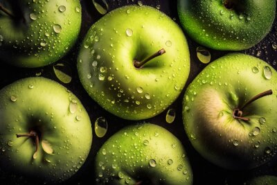 Fototapete Ein Korb mit grünen Äpfeln