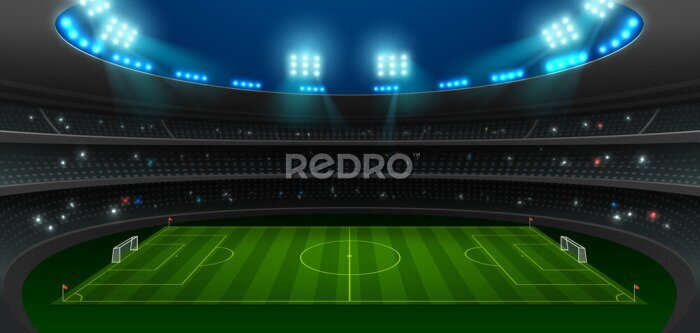 Fototapete Ein leeres Fußballstadion bei Nacht