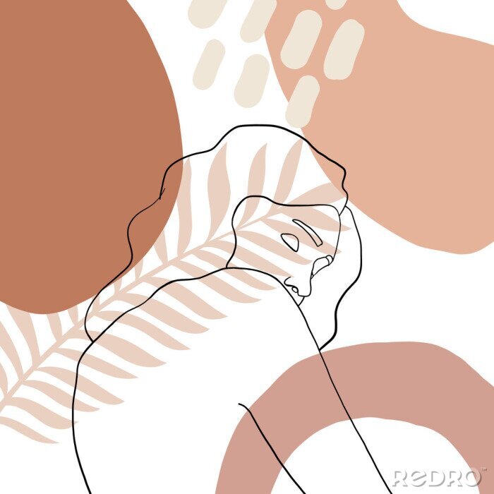 Fototapete Ein minimalistisches Frauenporträt mit abstrakten Elementen