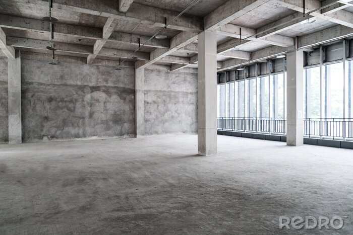 Fototapete Ein moderner Raum mit Betonsäulen