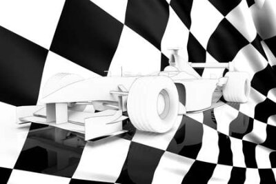 Fototapete Ein Rennwagen mit einer Flagge