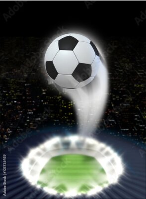 Fototapete Ein Stadion bei Nacht in einer Komposition mit einem Fußball